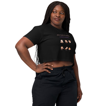 Mood Diary Crop Top - Left Placement product image 2 in Black, size S, with front view, right-side angle and left placement.