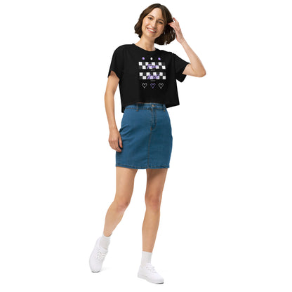 Freeborne Crop Top - Left Placement product image 1 in Black, size XS, with front view, right-side angle and left placement.
