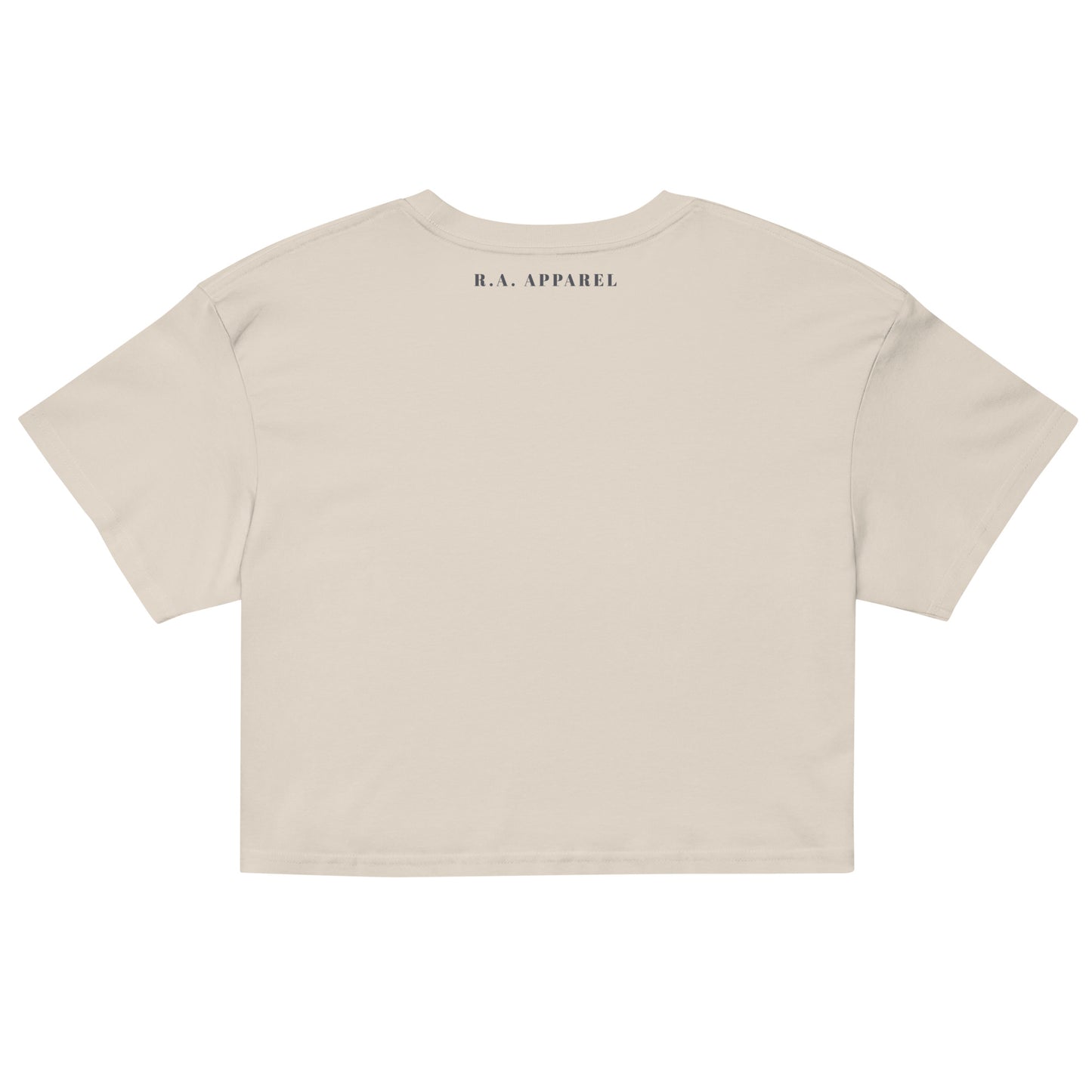 Image 16 of Pale Pink Festive Mood Crop Top - Left Placement, size XS, with Xmas Mood artwork visible in back view.