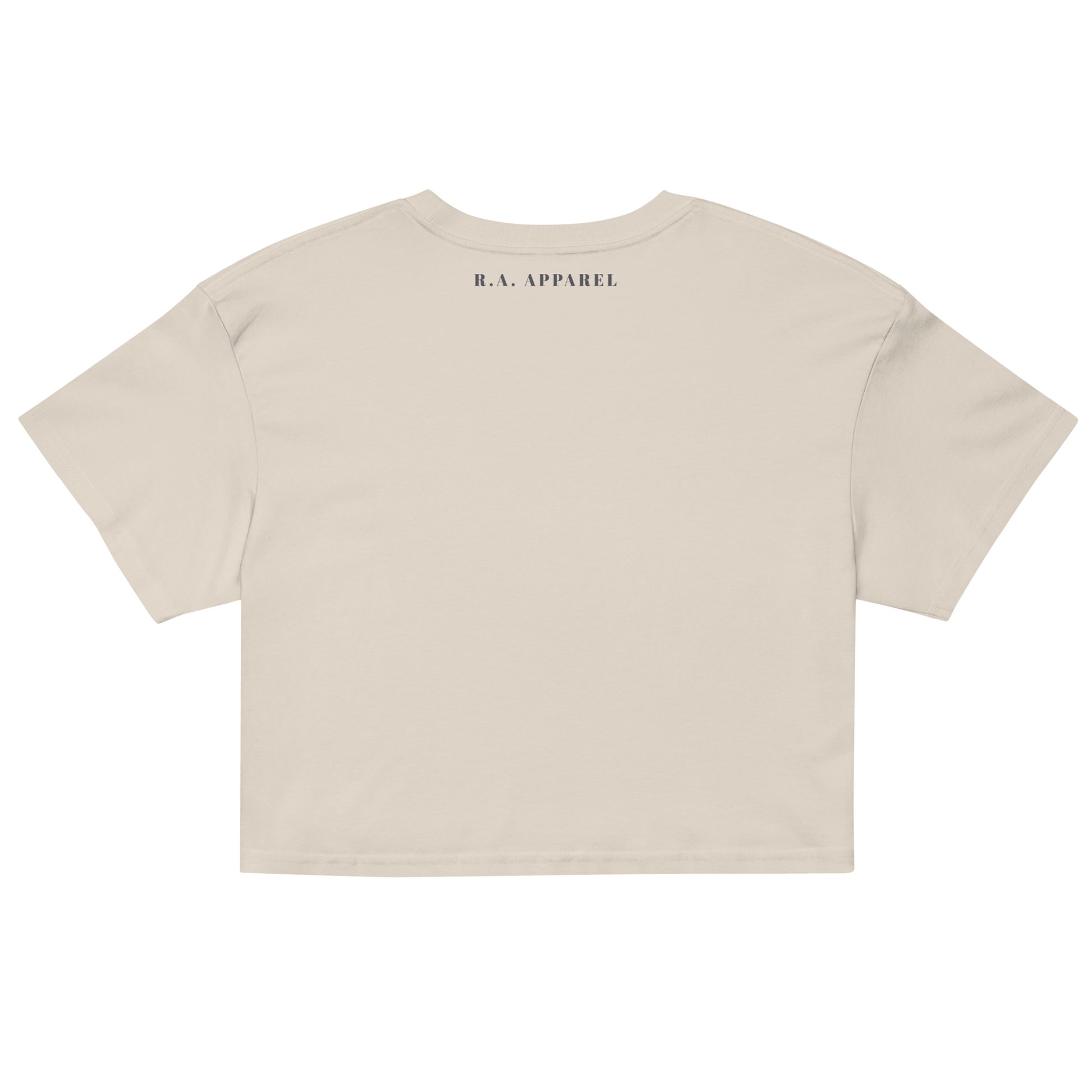 Image 16 of Pale Pink Festive Mood Crop Top - Left Placement, size XS, with Xmas Mood artwork visible in back view.