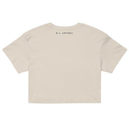 Image 16 of Pale Pink Festive Mood Crop Top - Left Placement, size XS, with Xmas Mood artwork visible in back view.