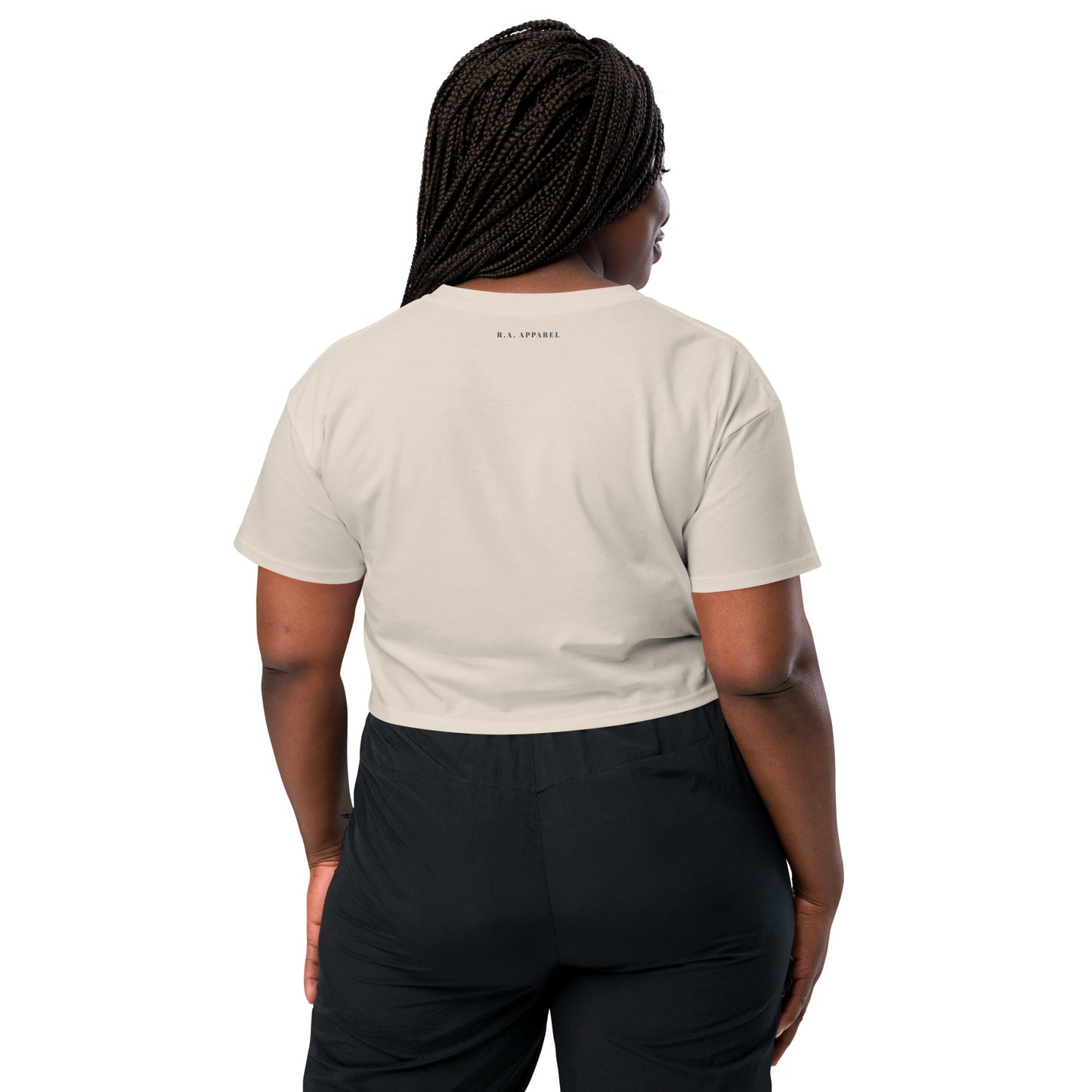 Human Form Crop Top - Left Placement product image 16 in Bubblegum, size XS, with back view and left placement.