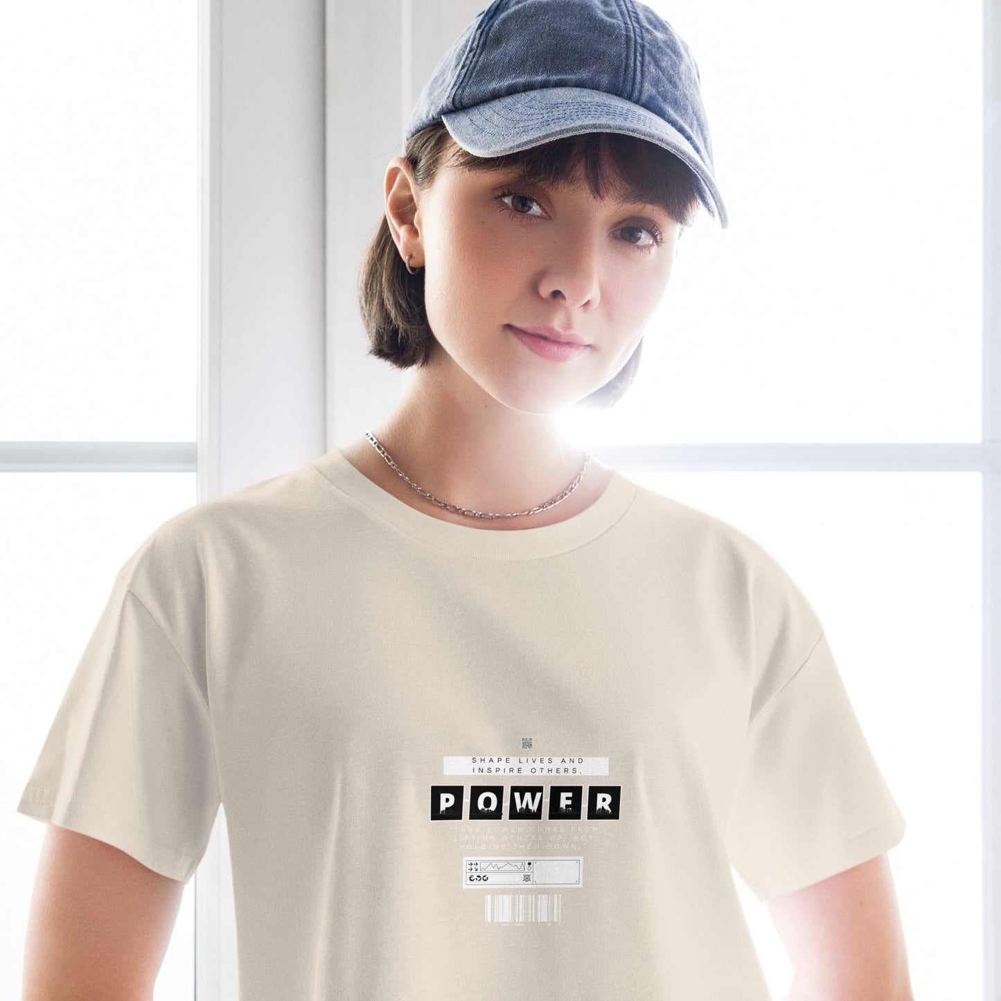 Impact Form Crop Top - Left Placement by R.A. Apparel, image 6, front view, Mineral, size XS, left placement.