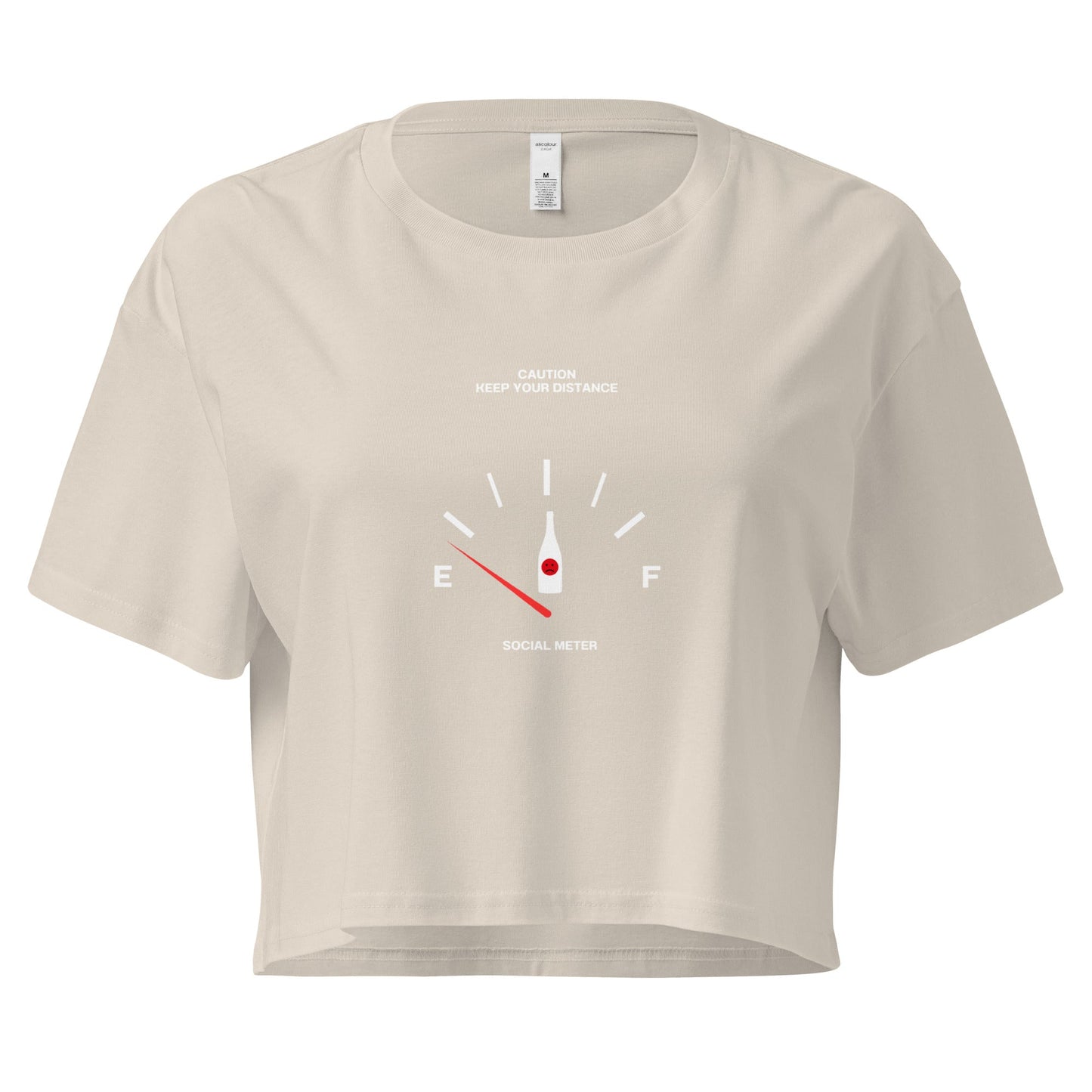 Social Static Crop Top - Left Placement image 7: Mineral version, size S with front view of the Social Meter range.