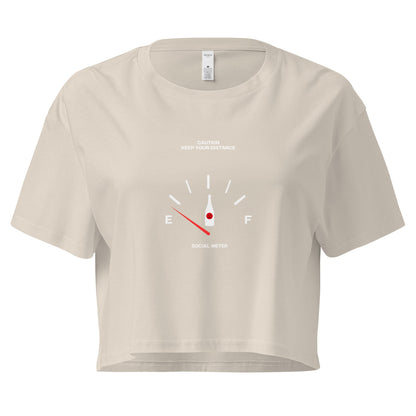 Social Static Crop Top - Left Placement image 7: Mineral version, size S with front view of the Social Meter range.