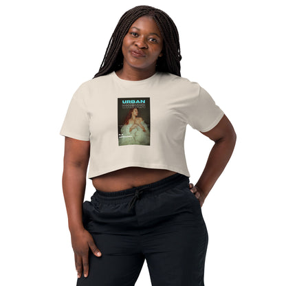 Image 15 of Hazy Pink Urban Crop Top - Left Placement, size XL, with Urban artwork visible in front view.