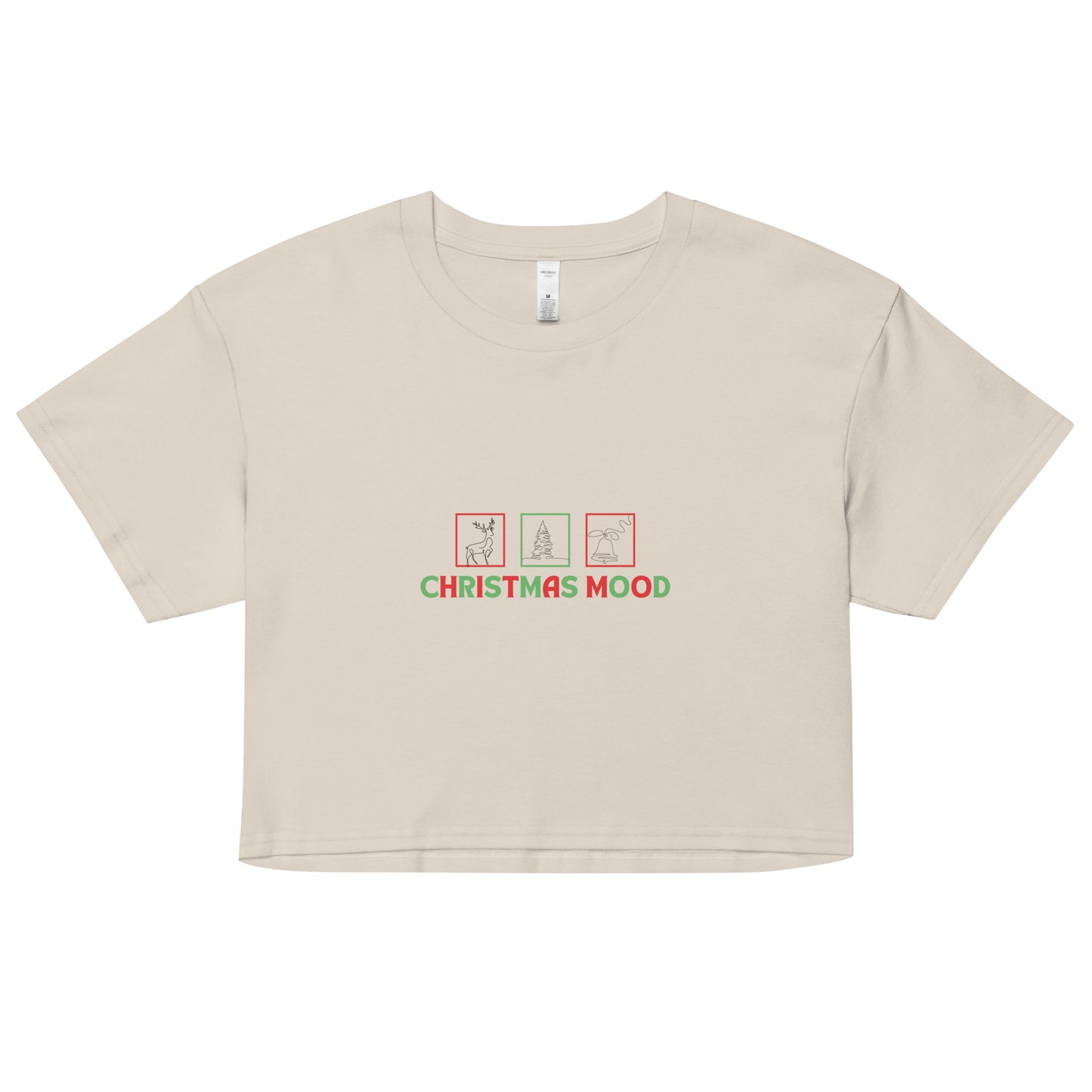 Festive Mood Crop Top - Left Placement image 15 in Bubblegum, size XL, showing front view for the Xmas Mood design.