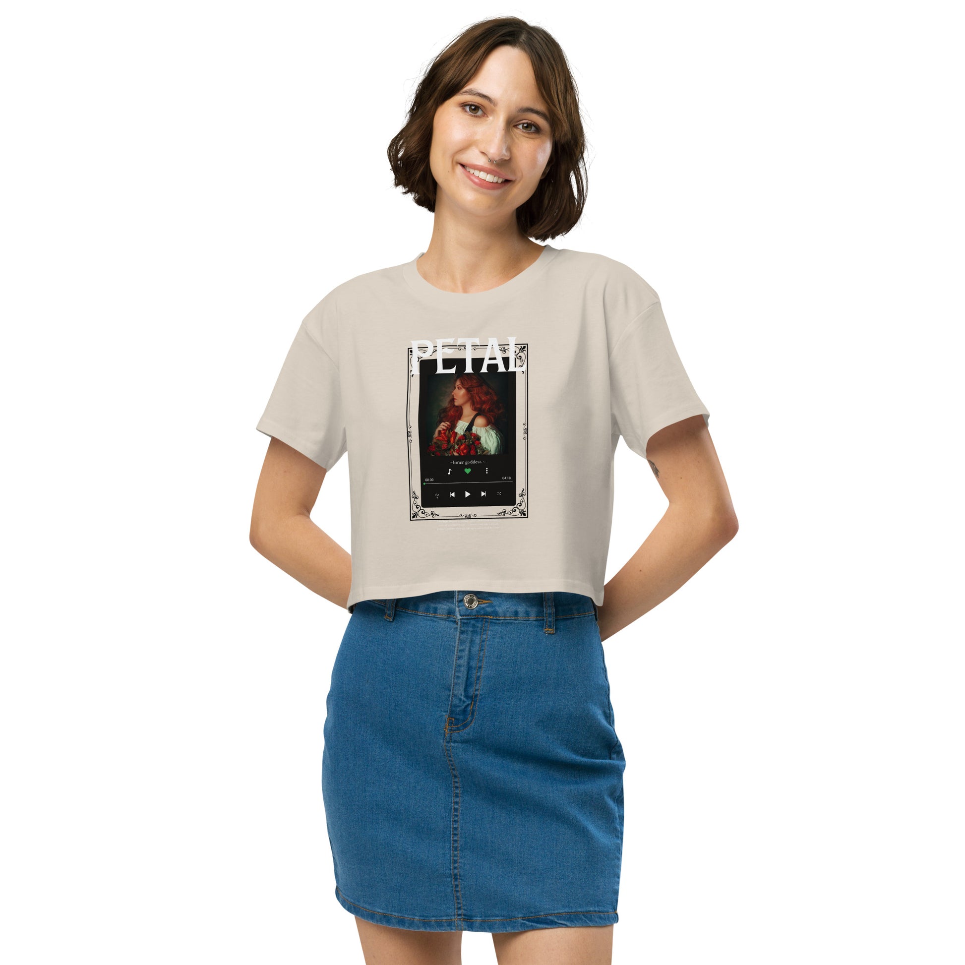 Petaline Crop Top image 22: Bone version, size M with front view of the Petal range.
