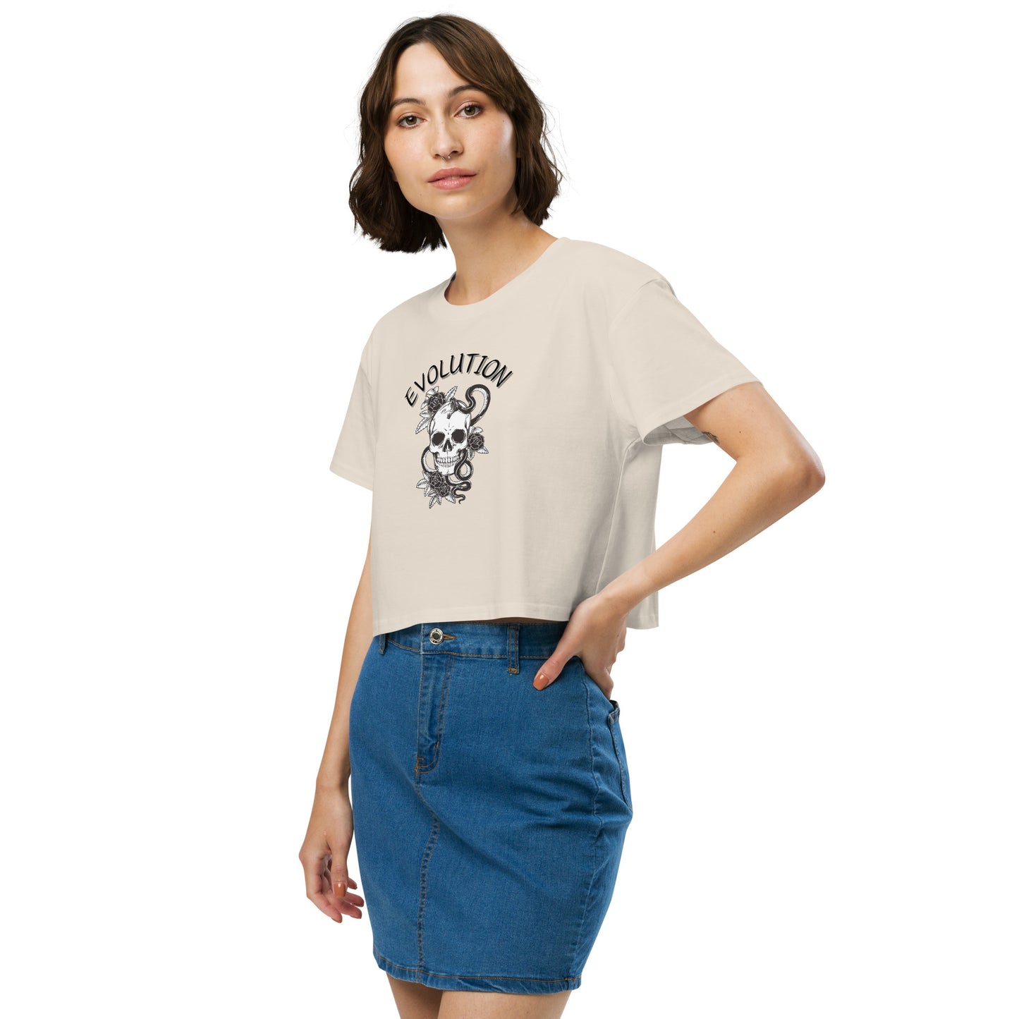 Evolution Crop Top - Left Placement image 35 in Orchid, size XL, showing front view, left-side angle for the Evolution design.