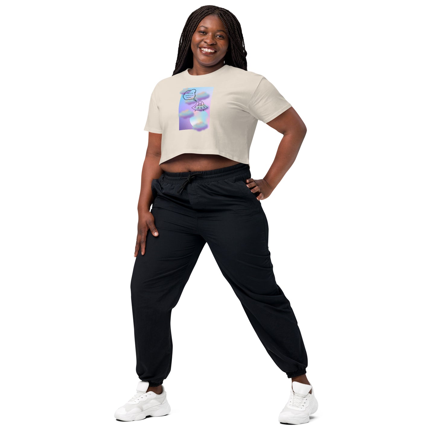 Sprinkle Theory Crop Top - Left Placement product image 43 in Ecru, size M, with front view, left-side angle and left placement.