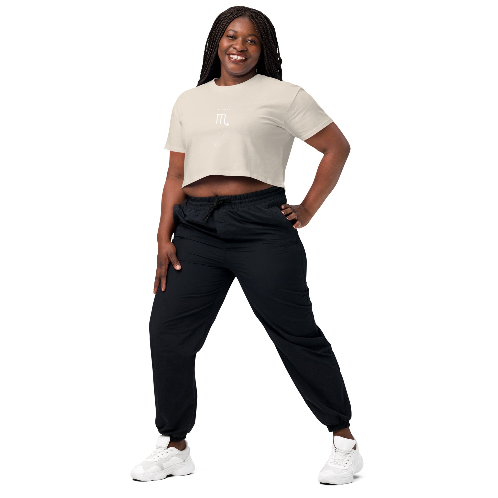 Sabletide Crop Top - Left Placement image 28 in Bone, size M, showing front view, left-side angle for the Scorpio design.
