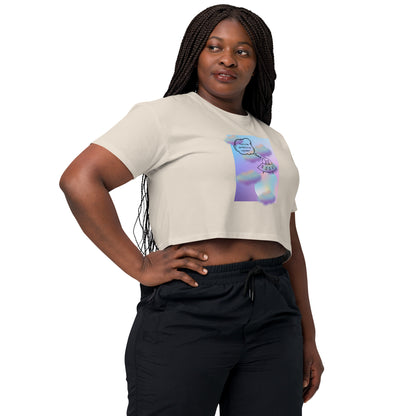 Sprinkle Theory Crop Top - Left Placement image 42 in Ecru, size S, showing front view, right-side angle for the You're the Sprinkle to My Cupcake design.
