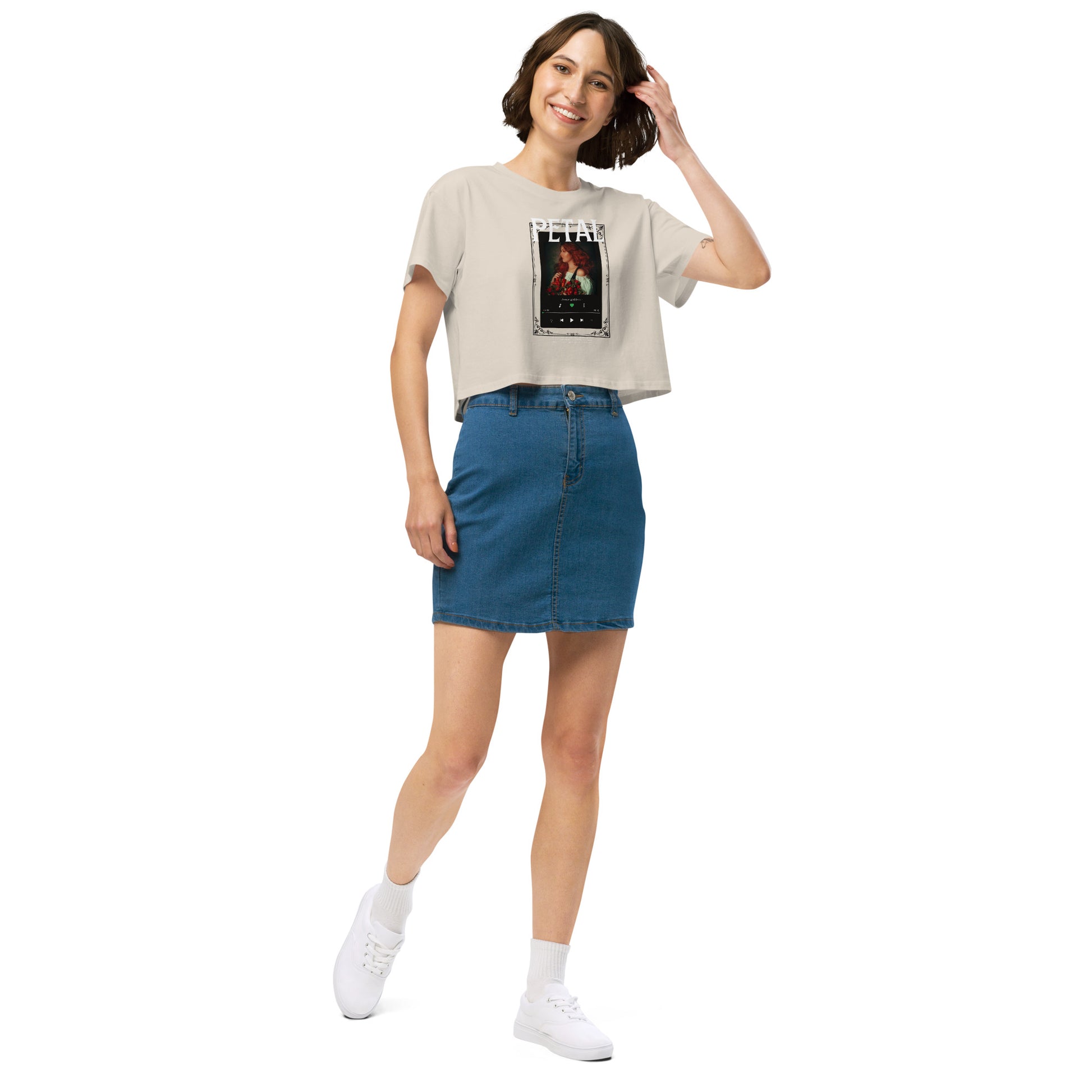 Petaline Crop Top image 21 in Bone, size S, showing front view, right-side angle for the Petal design.