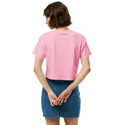 Evolution Crop Top - Left Placement by R.A. Apparel, image 20, back view, Bubblegum, size XL, left placement.