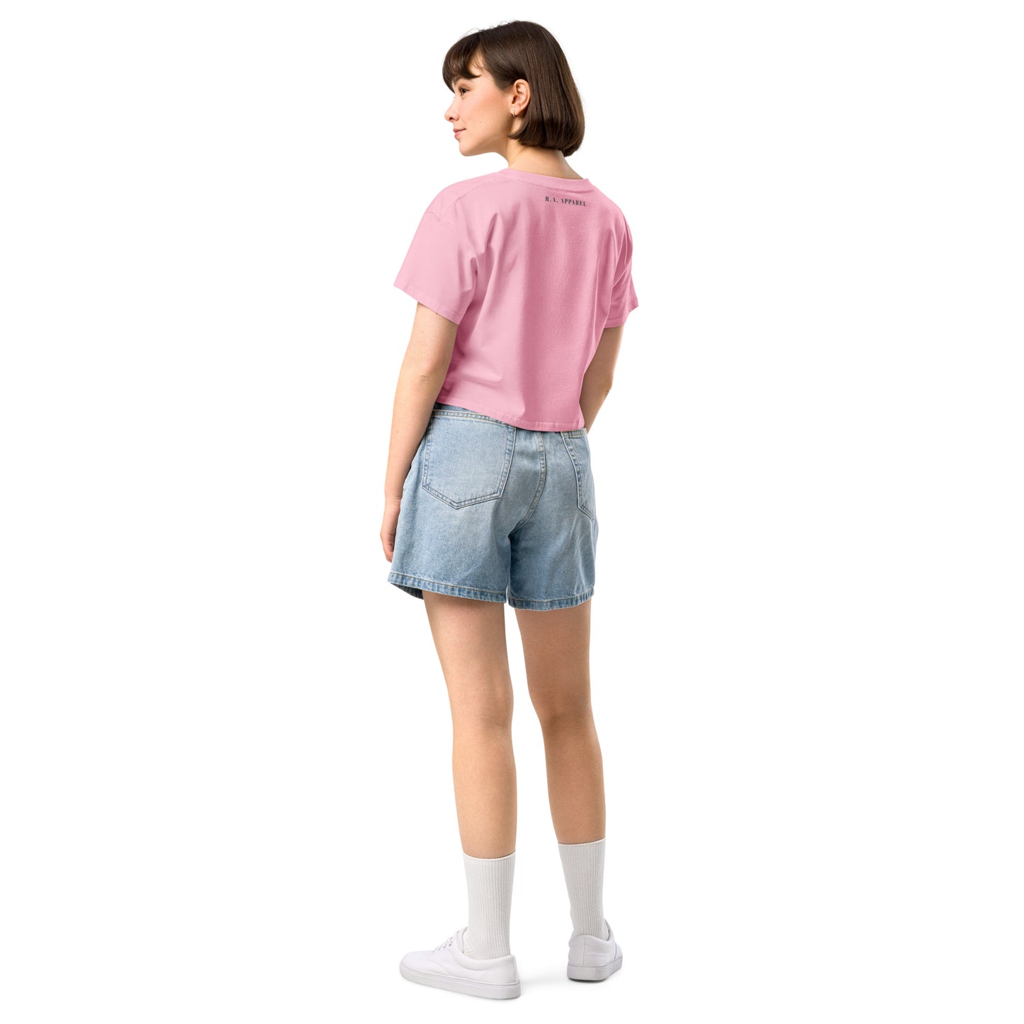 Equinoxe Crop Top image 10: Hazy Pink version, size M with back view of the Ying and Yang range.