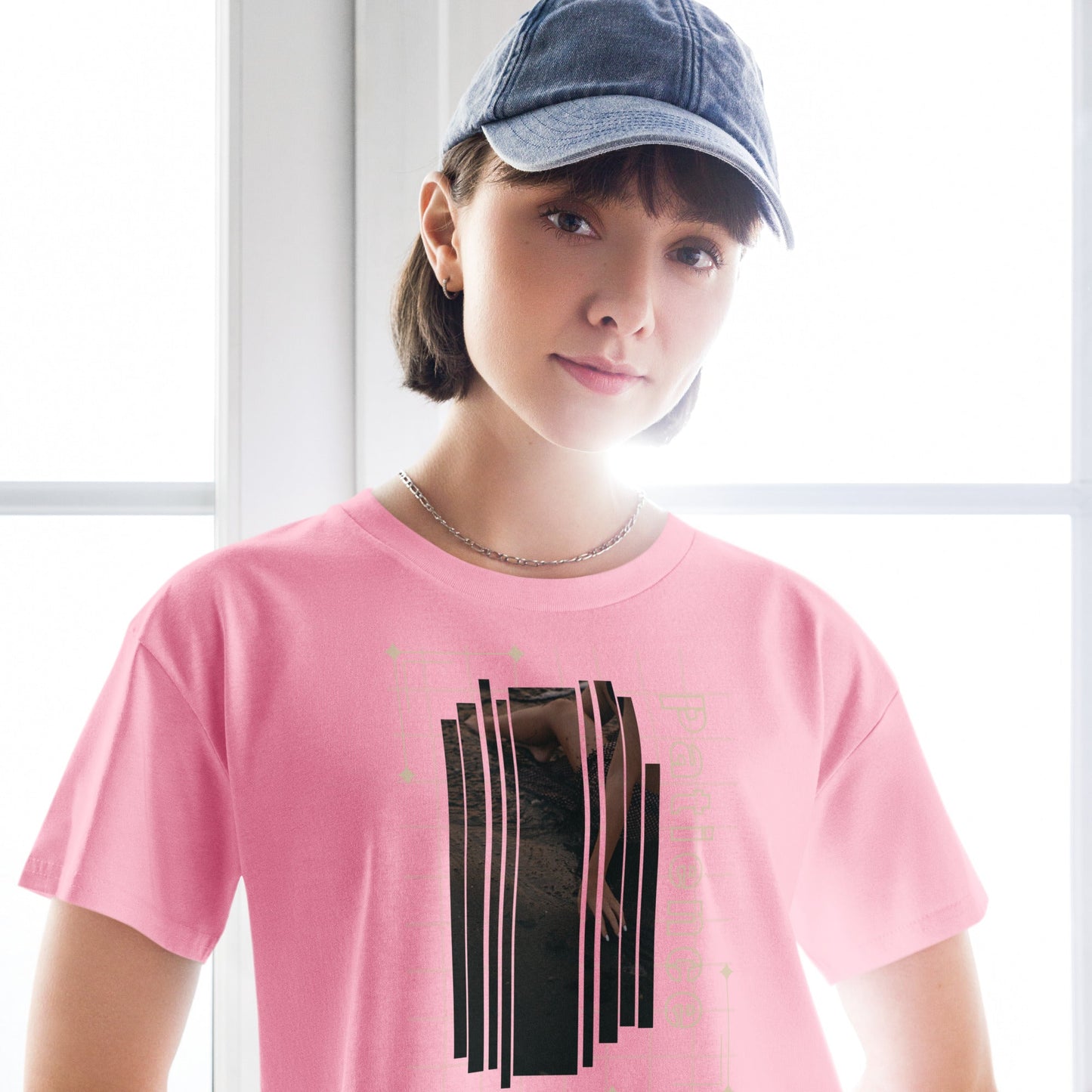Stillwater Crop Top - Left Placement by R.A. Apparel, image 4, front view, Black, size L, left placement.