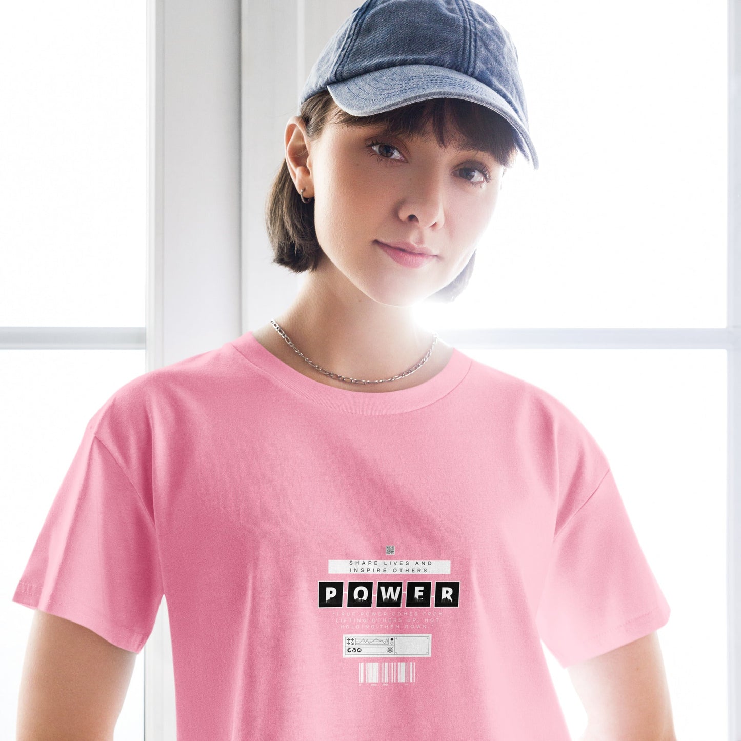 Impact Form Crop Top - Left Placement image 4: Black version, size L with front view of the Shape Lives range.