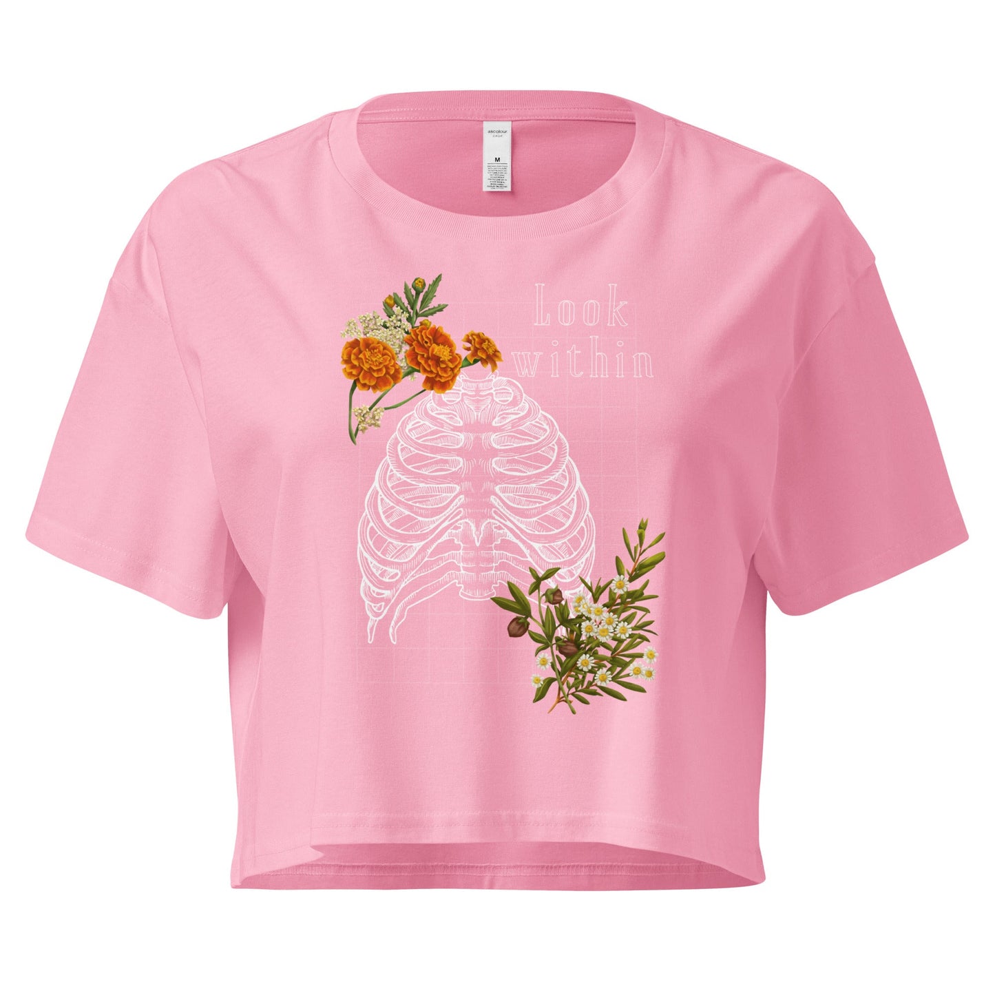 Innerline Crop Top - Left Placement image 4 in Black, size L, showing front view for the Look Within design.