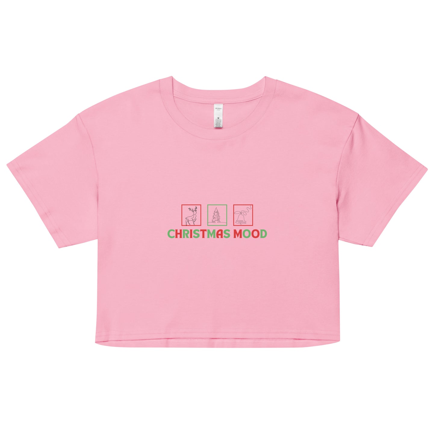 Festive Mood Crop Top - Left Placement product image 7 in Hazy Pink, size S, with front view and left placement.