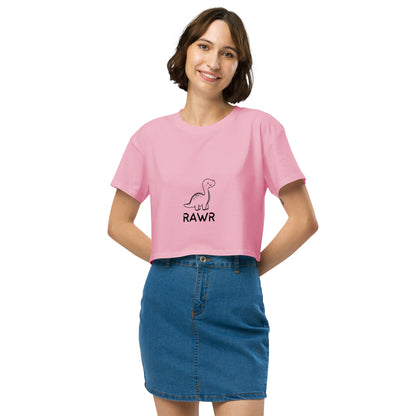 Wild Call Crop Top - Left Placement image 7: Hazy Pink version, size S with front view of the Rawr range.