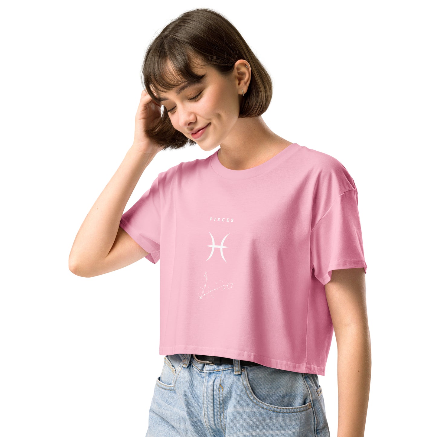 Tideborn Crop Top - Left Placement image 7: Mineral version, size S with front view, left-side angle of the Pisces range.