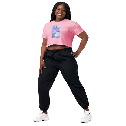 Image 23 of Pale Pink Sprinkle Theory Crop Top - Left Placement, size M, with You're the Sprinkle to My Cupcake artwork visible in front view, left-side angle.