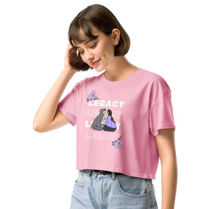 Heirloom Crop Top - Left Placement image 15 in Hazy Pink, size XL, showing front view, left-side angle for the Legacy design.