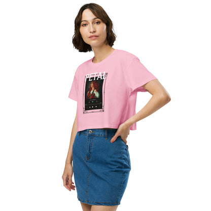 Petaline Crop Top image 15 in Bubblegum, size L, showing front view, left-side angle for the Petal design.