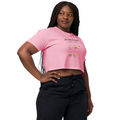 Image 22 of Pale Pink Mood Diary Crop Top - Left Placement, size S, with My Daily Moods artwork visible in front view, right-side angle.