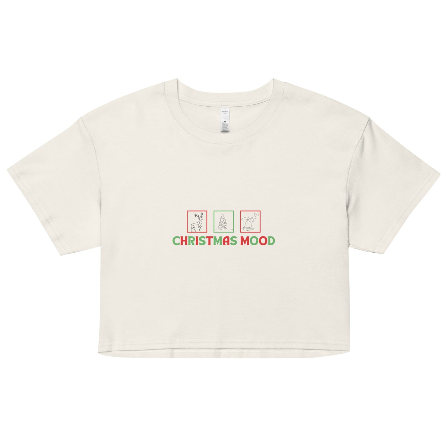 Festive Mood Crop Top - Left Placement product image 1 in Mineral, size XS, with front view and left placement.