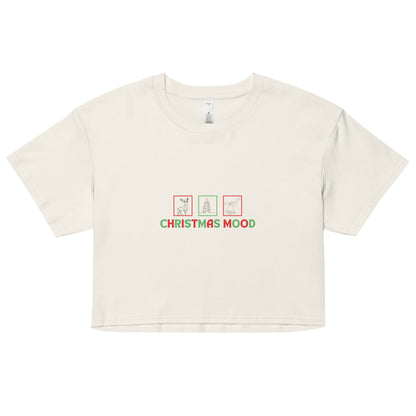 Festive Mood Crop Top - Left Placement product image 1 in Mineral, size XS, with front view and left placement.