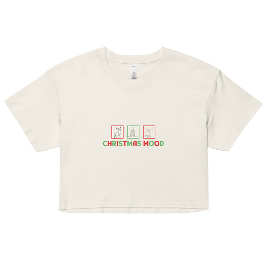Festive Mood Crop Top - Left Placement product image 1 in Mineral, size XS, with front view and left placement.