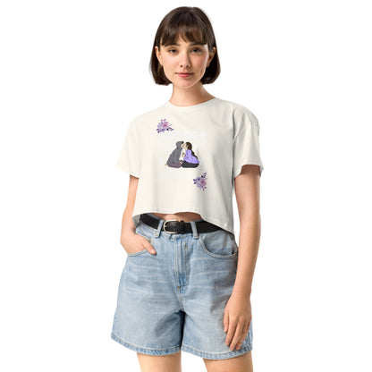 Heirloom Crop Top - Left Placement image 5: Black version, size XL with front view of the Legacy range.