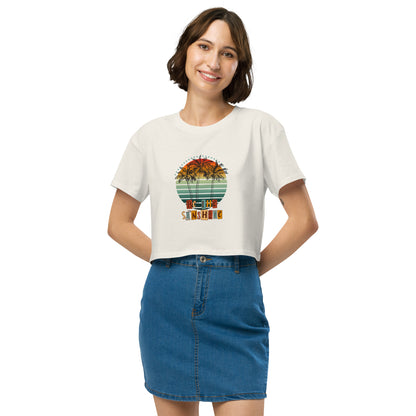 Solara Crop Top product image 34 in Ecru, size M, with front view and design placement.