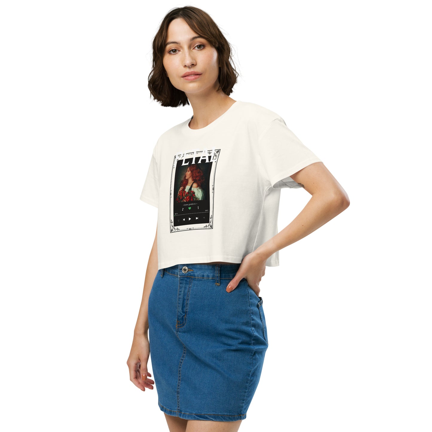 Petaline Crop Top image 35: Ecru version, size L with front view, left-side angle of the Petal range.