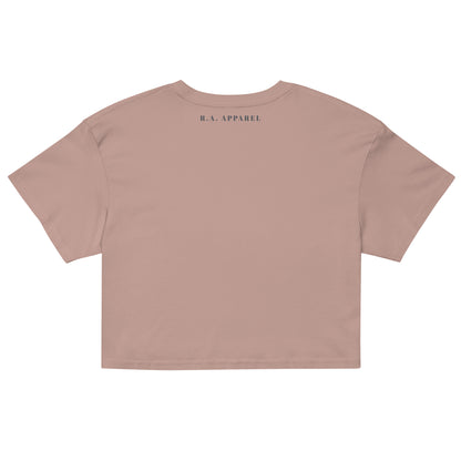 Festive Mood Crop Top - Left Placement image 10: Hazy Pink version, size XL with back view of the Xmas Mood range.