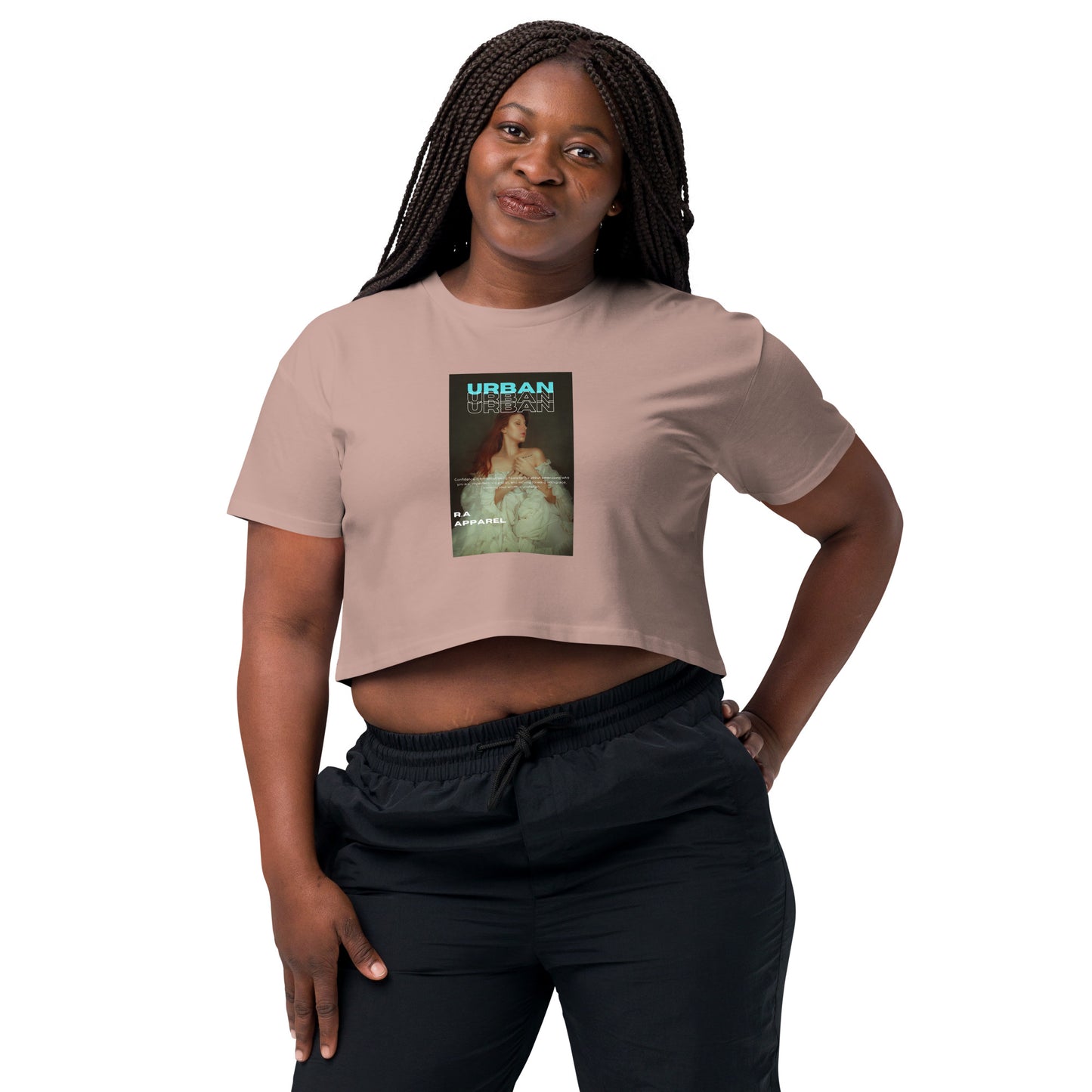 Urban Crop Top - Left Placement image 9 in Mineral, size L, showing front view for the Urban design.