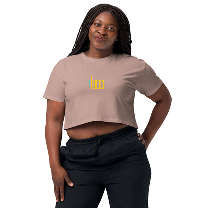 Image 11 of Bubblegum Focusline Crop Top - Left Placement, size XS, with Pure Focus artwork visible in front view.