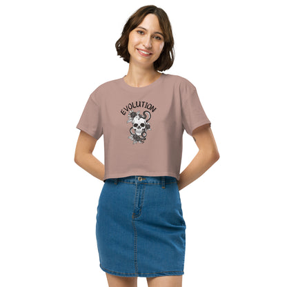 Evolution Crop Top - Left Placement by R.A. Apparel, image 22, front view, Pale Pink, size S, left placement.
