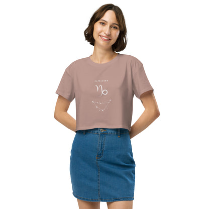 Image 10 of Mineral Montaire Crop Top, size XL, with Capricorn artwork visible in front view.