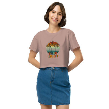 Solara Crop Top product image 10 in Hazy Pink, size M, with front view and design placement.