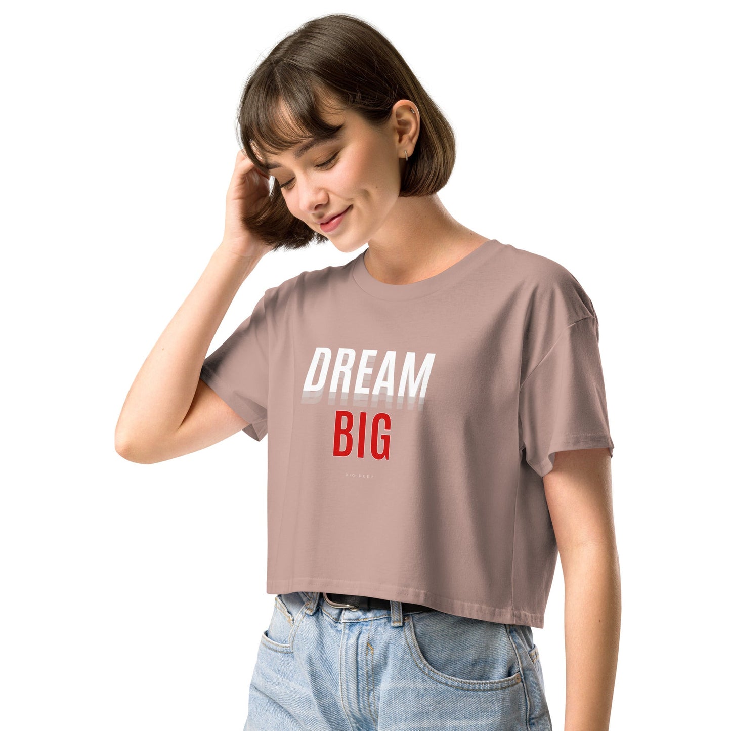 Skyline Dream Crop Top - Left Placement image 3: Black version, size M with front view, left-side angle of the Dream Big range.
