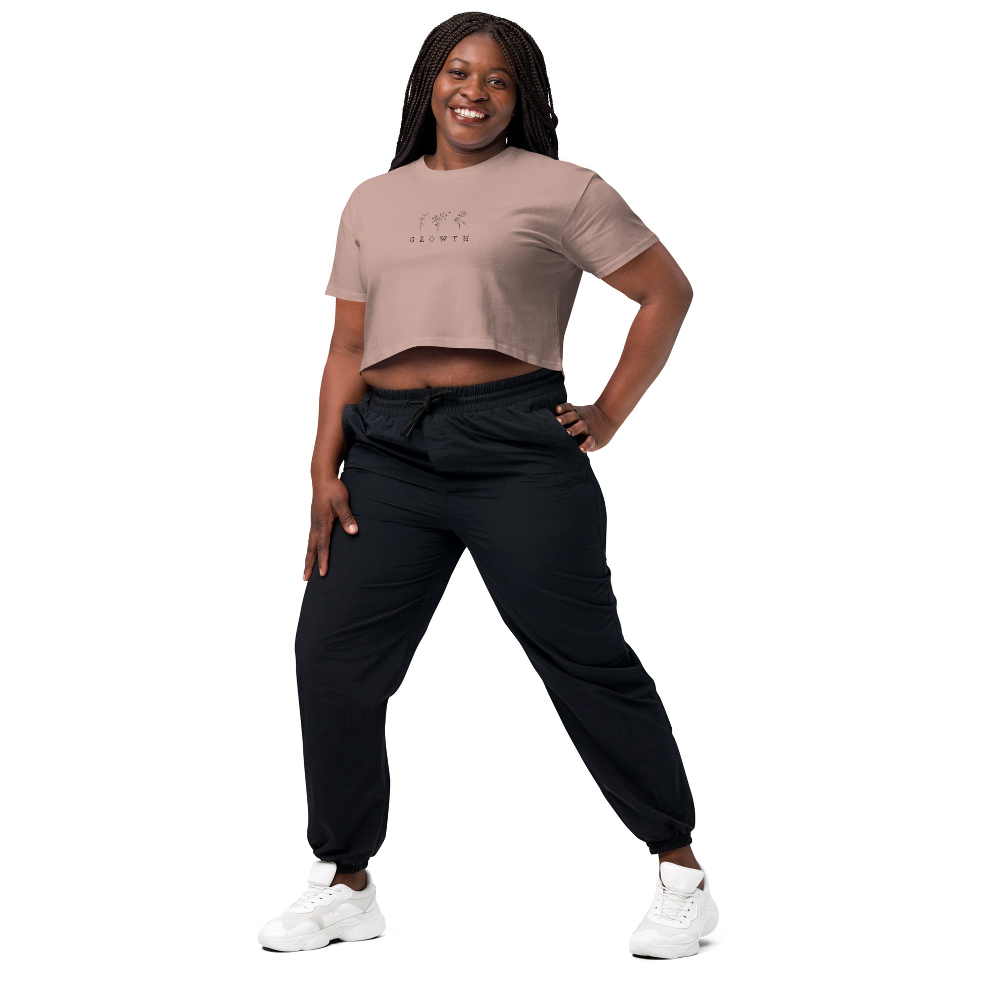 Growthline Crop Top - Left Placement product image 28 in Bone, size M, with front view, left-side angle and left placement.