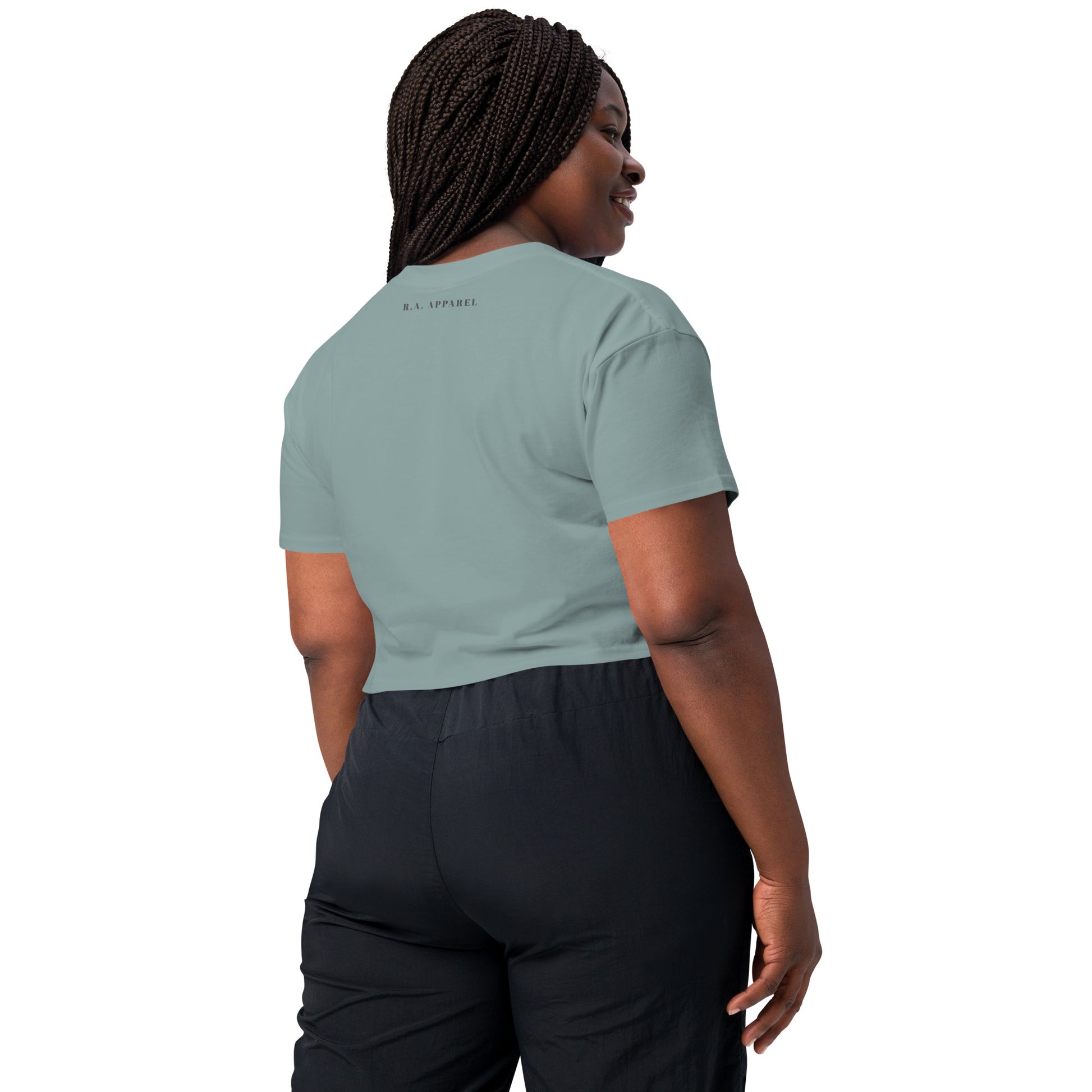 After Five Crop Top - Left Placement image 18 in Pale Pink, size M, showing back view for the 5 O'Clock design.