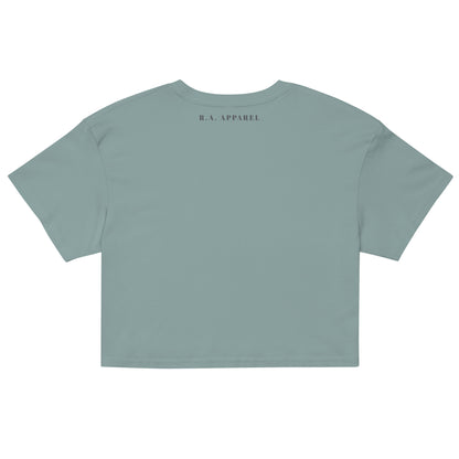 Festive Mood Crop Top - Left Placement by R.A. Apparel, image 18, back view, Pale Pink, size M, left placement.