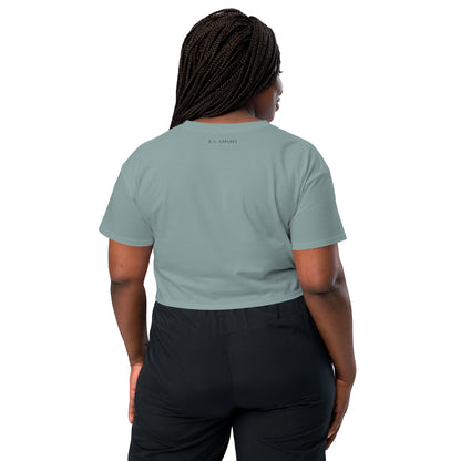 Boo Luxe Crop Top - Left Placement by R.A. Apparel, image 44, back view, White, size L, left placement.