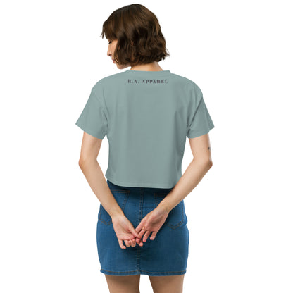 Petaline Crop Top by R.A. Apparel, image 8, back view, Mineral, size XL, design placement.