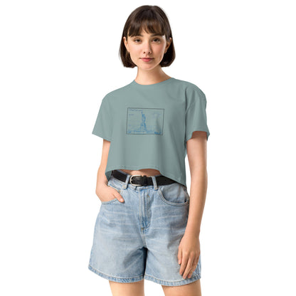 Farewell Bloom Crop Top - Left Placement image 3 in Black, size M, showing front view for the Until We Meet Again design.