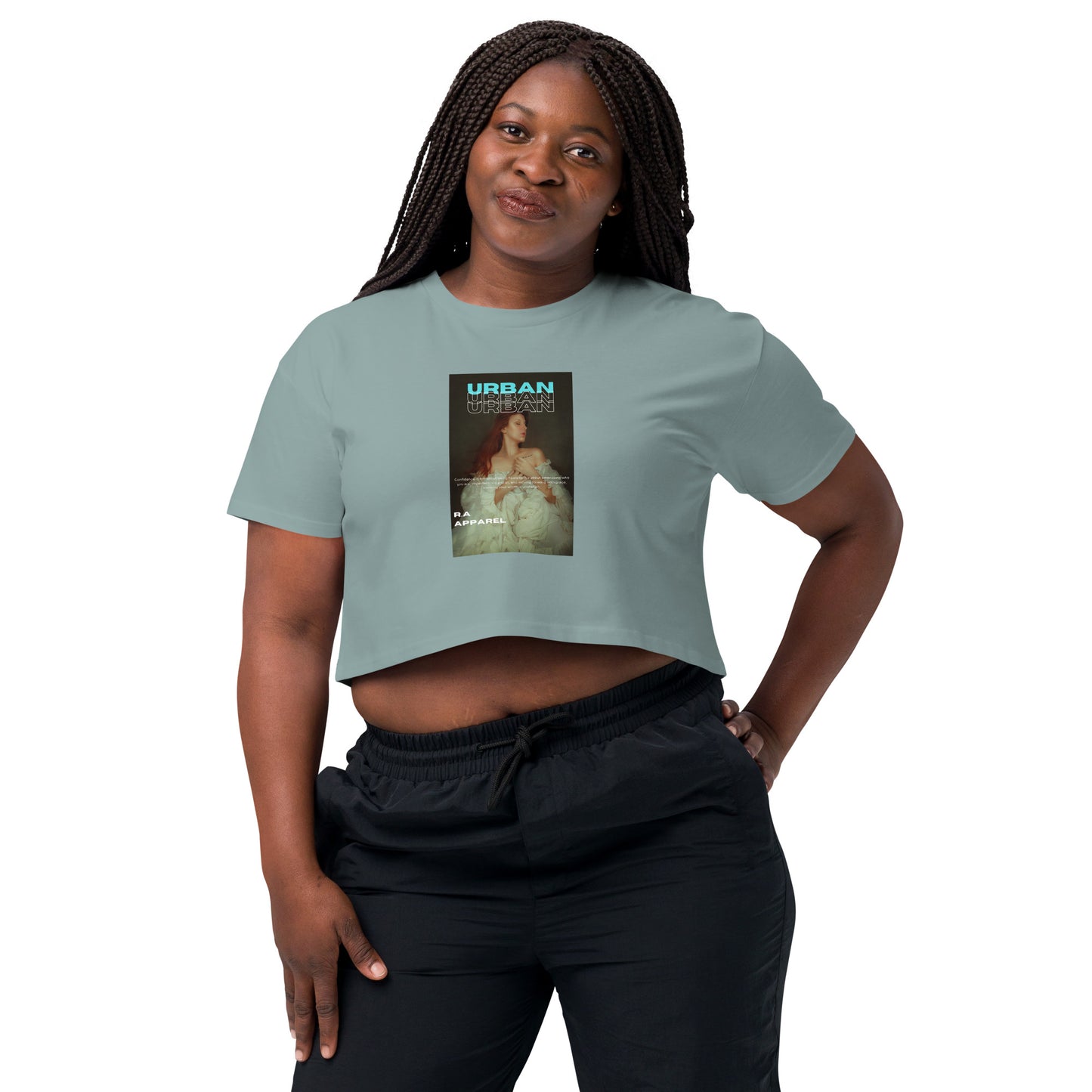 Urban Crop Top - Left Placement image 17 in Bubblegum, size S, showing front view for the Urban design.