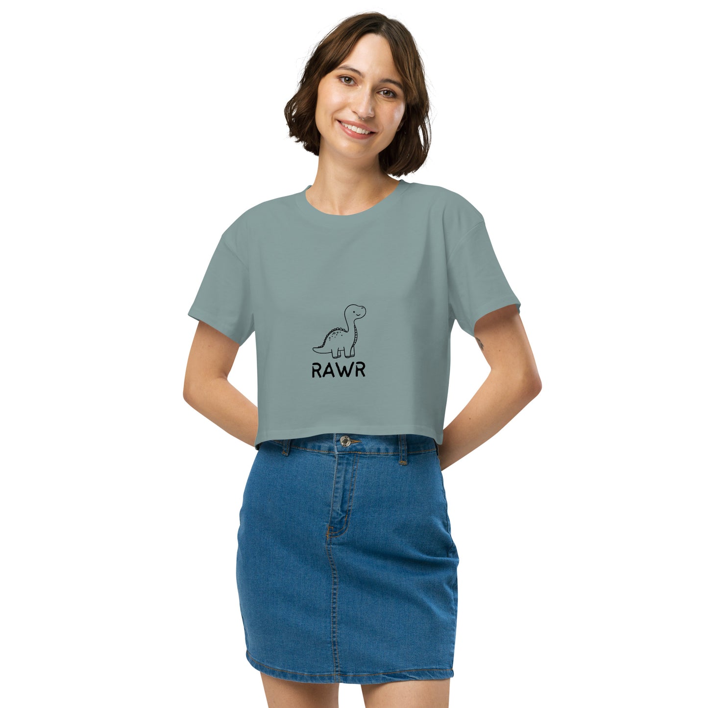 Wild Call Crop Top - Left Placement by R.A. Apparel, image 17, front view, Pale Pink, size S, left placement.